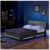 HOME DELUXE LED Bett ASTEROID – 140 x 200 cm Dunkelgrau