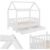 Juskys Kinderbett Marli 90 x 200 cm mit Bettkasten, Gitter, Lattenrost & Dach – Holz Hausbett Weiß