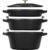 Zwilling Staub Stackable Set Kochtopfset 3-tlg, rund, Schwarz, Gusseisen