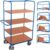Variofit Hoher Etagenwagen, Wände offen mit 4 klappbaren Ladeflächen 1175x800mm Enzianblau RAL 5016