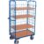 Variofit Dreiwandwagen, hoch und vergittert mit 4 Etagen 1000x600mm Enzianblau RAL 5016