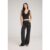 Stradivarius Jeans Straight-Fit mit Glitzer  SCHWARZER DENIM-WASHED-LOOK 42