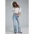 Stradivarius D92 Straight-Wide-Jeans mit Rissen  HELLBLAUER DENIM-WASHED-LOOK 44