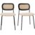 Miliboo Designstühle aus beigem Textur-Veloursstoff, schwarzem Metall und Rattan-Geflecht (2er-Set) MIRANDA