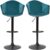 Miliboo Barhocker höhenverstellbar und 360° drehbar aus petrolblauem Samt und schwarzem Metall (2er-Set) TAYA